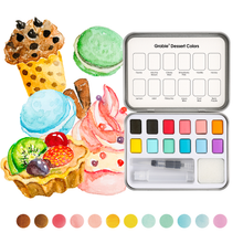 Load image into Gallery viewer, Dessert Pocket Watercolor Set &amp; Brush
