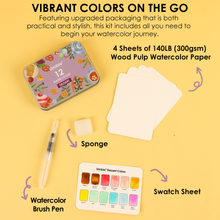 Load image into Gallery viewer, Dessert Pocket Watercolor Set &amp; Brush
