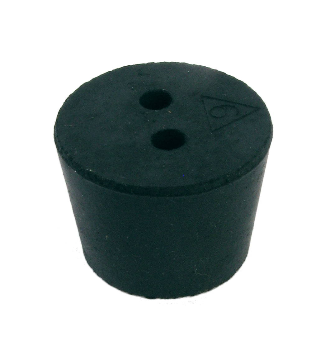 Rubber Stopper, 2-hole, #6